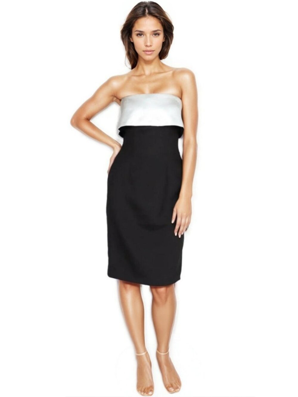 RENE RUIZ Strapless Satin Cocktail with Back Detail